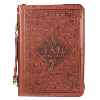 Names of God Brown Faux Leather Classic Bible Cover - Exodus 34:6