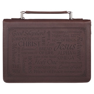 Names of Jesus Walnut Brown Faux Leather Classic Bible Cover - Isaiah 9:6