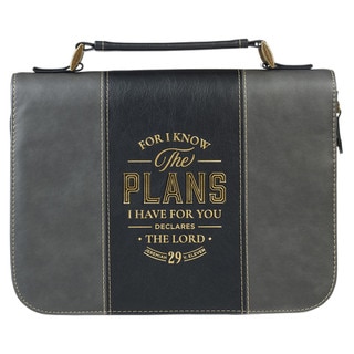 The Plans Black and Charcoal Faux Leather Classic Bible Cover - Jeremiah 29:11