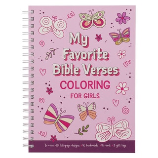 My Favorite Bible Verses Pink Wirebound Coloring Book for Girls 
