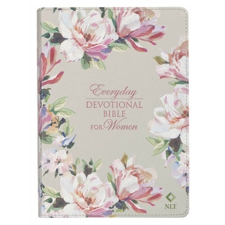 Pearlized Gray Floral Faux Leather NLT Everyday Devotional Bible for Women