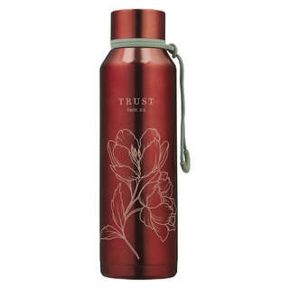 Trust Metallic Pomegranate Red Stainless Steel Water Bottle - Proverbs 3:5