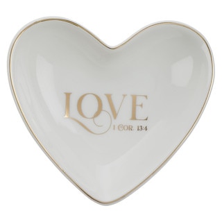 Love White Ceramic Trinket Tray - 1 Corinthians 13:4