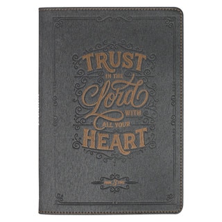 Trust in the Lord Charcoal Faux Leather Classic Journal - Proverbs 3:5