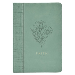 Faith Teal Floral Faux Leather Classic Journal - 2 Corinthians 5:7