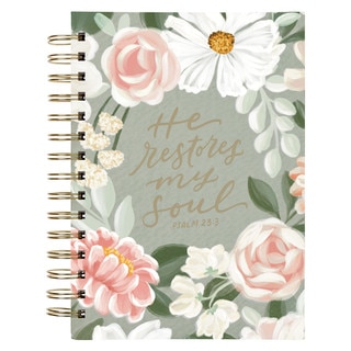 He Restores My Soul Green Garden Spiral Journal - Psalm 23:3