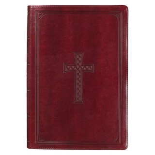 Burgundy Faux Leather Super Giant Print King James Version Bible with Thumb Index