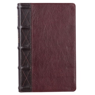 Two-tone Brown Full Grain Leather Giant Print King James Version Bible with Thumb Indexing