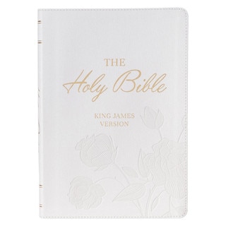White Faux Leather Super Giant Print King James Version Bible with Thumb Index