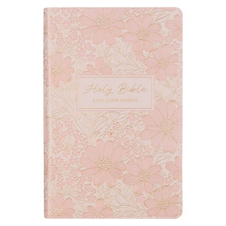 Pale Pink Floral Faux Leather King James Version Deluxe Gift Bible with Thumb Index