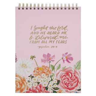He Delivered Me Lilac Floral Spiral Notepad - Psalm 34:4